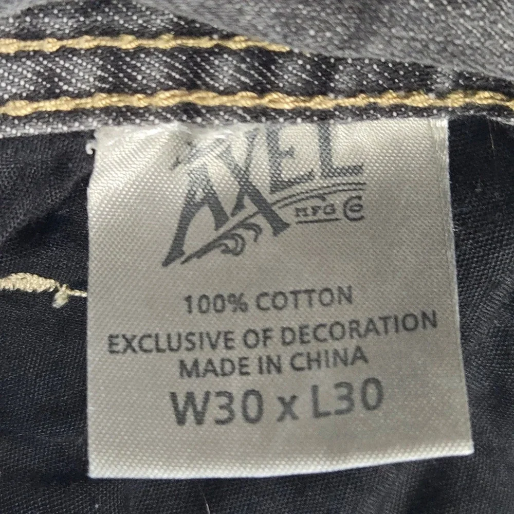 T.K. Axel Black Rock Relaxed Straight Jeans Mens 30x30 Gray Denim